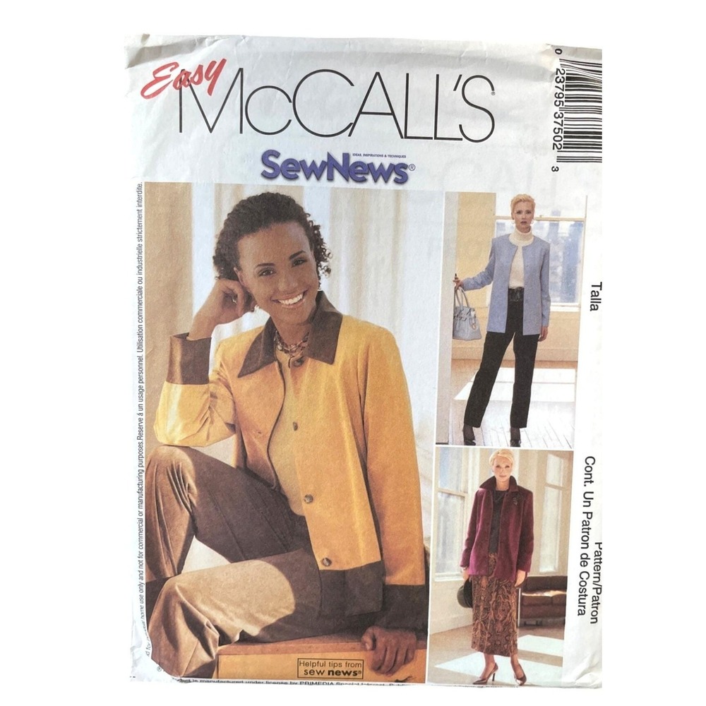 McCalls Sewing Pattern 3750 Jacket‎ Pants Skirt Misses Size 6-12